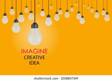 Set of Light bulb logo vector illustration isolated on yellow background. 