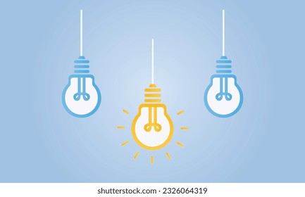 Set von Glühbirnen mit einer einzigartigen Idee.Vector Design Illustration.