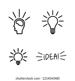 Set of light bulb pixel icons. Collection of  Idea icons. Start up signs. Vector illustration.