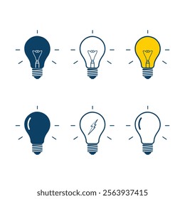 Set of light bulb represent business idea concept and solution thinking concept