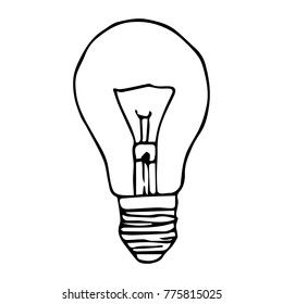 Set light bulb vector illustration. Doodle style. Design, print, decor, textile, paper