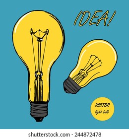 Set of light bulbs. Big idea. Concept