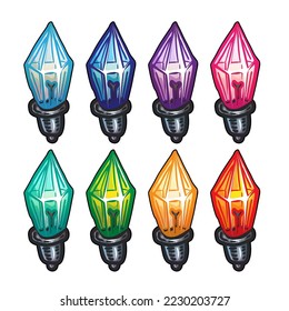Set of light bulbs garland vector illustration isolated on white background