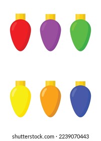 Un conjunto de bombillas para guirnaldas de varios colores vivos. Garland de Navidad