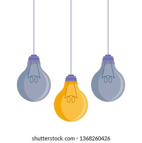 set of light bulbs hanging isolated icon