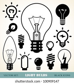 set of light bulbs icons