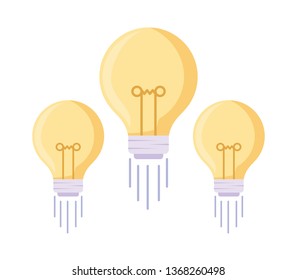 set of light bulbs isolated icon