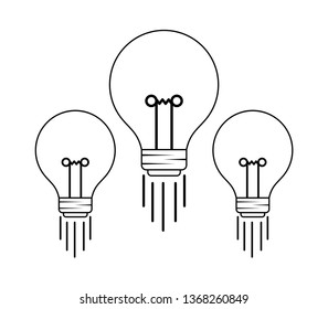 set of light bulbs isolated icon