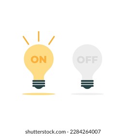 Set of light bulbs. Turn on, turn off. Vector illustration.