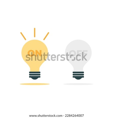 Set of light bulbs. Turn on, turn off. Vector illustration.