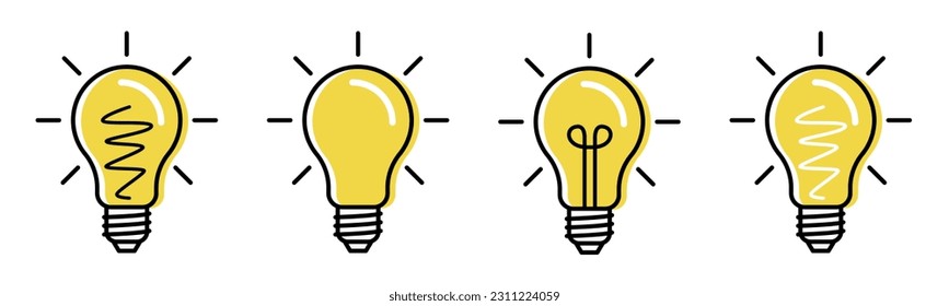Set of light bulbs with and without filament