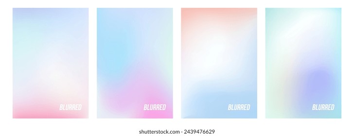 Set of light colored blurred abstract backgrounds. Soft color gradients for creative graphic design. Vector illustration.