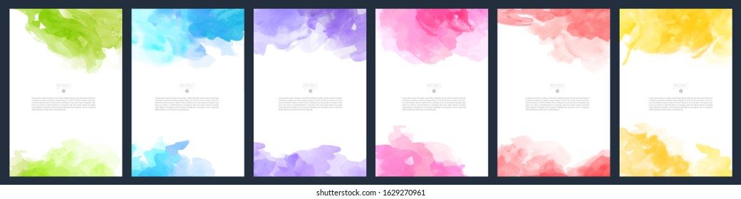 set of light colorful vector watercolor a4 backgrounds for poster brochure or flyer color colour water white kid star rainbow texture colourful abstract background scene edge paint colorful brush spla