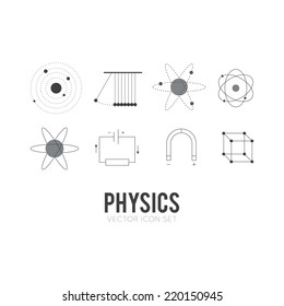 Set of light contour physics icons