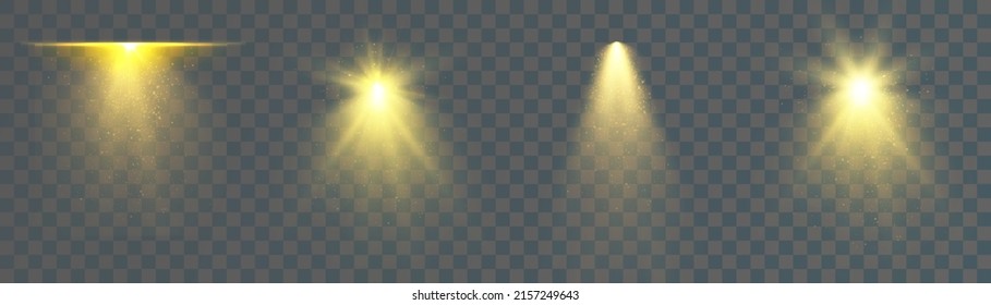 A set of light effects for the design of congratulations and invitations. Spotlight with bokeh. Vector