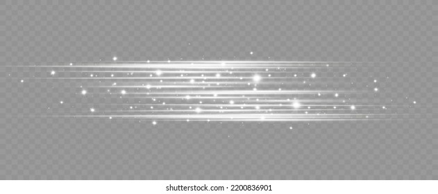  Conjunto de efectos de la luz. Glare y flash. Vigas luminosas. Líneas brillantes. Ilustración del vector.Polvo. Flash de Navidad.