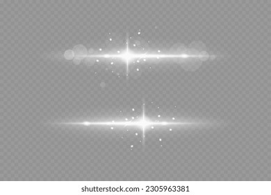  Set of light effects. Glare and flash. Bright beams of light. Glowing lines. Vector illustration.Dust. Christmas Flash.