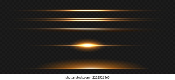 Conjunto de efectos de la luz. Resplandor y destellos. Vigas luminosas. Líneas brillantes. Polvo. Ilustración vectorial de color de Navidad