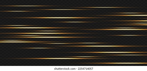 Set of light effects. Glare and flashes. Bright beams of light. Glowing lines. Dust. Christmas flash.Gold color vector illustration