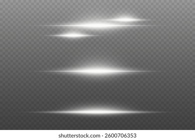 A set of light effects, glare and flashes. On a transparent background.