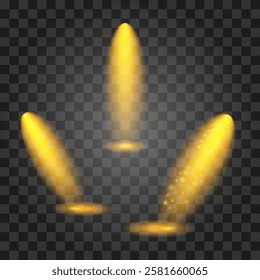 Set of light effects isolated on transparent background. Vector illustration.