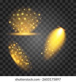 Set of light effects isolated on transparent background. Vector illustration.