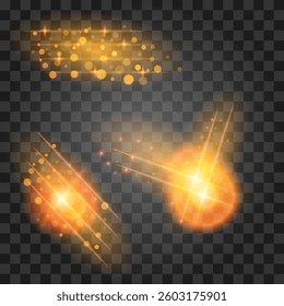 Set of light effects isolated on transparent background. Vector illustration.