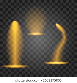 Set of light effects isolated on transparent background. Vector illustration.