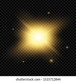 Set of light effects, lights and sparks. gold lights on a transparent background. Bright gold flashes and glares. Bright rays of light. Vector illustration. EPS 10