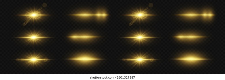 Set of light effects, star flares. An explosion of light and glare.