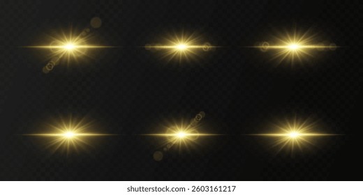 Set of light effects, star flares. An explosion of light and glare.