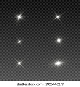 Set of the light elements. Special design of sunlight or light effect. Star or spotlight beams. Light PNG. Decor element. Isolated transparent background.