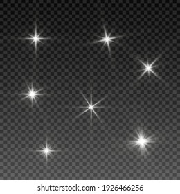 Set Of The Light Elements. Special Design Of Starlight Or Light Effect. Star Or Spotlight Beams. Light PNG. Decor Element. Isolated Transparent Background.