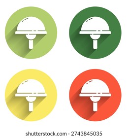 Set Light emitting diode icon isolated with long shadow background. Semiconductor diode electrical component. Color circle button. Vector