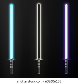 Set of Light Futuristic Swords. Vector illustration