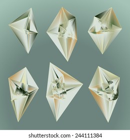 Set of light gems. Vector design.
