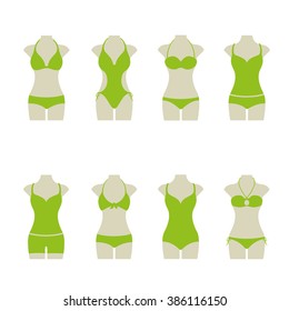 set of light green bikinis