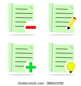 Set of light green icons, editing