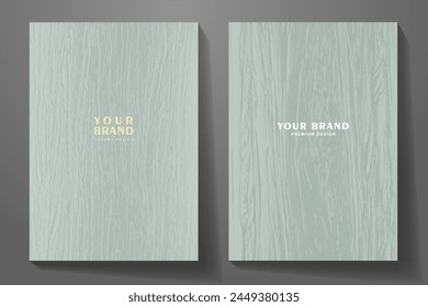 Set of light green vector background with tree bark texture  for cover design, invitation, brochure, booklet, flyer, note book, menu. 3d render wood texture.