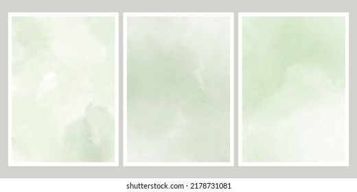 Set of light green vector watercolor backgrounds. Eps 10.
