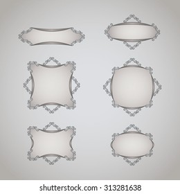 set of light grey brown hand drawn vignettes on the light grey brown gradient background