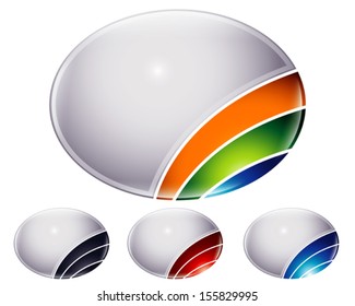 set of light grey buttons with colorful segments