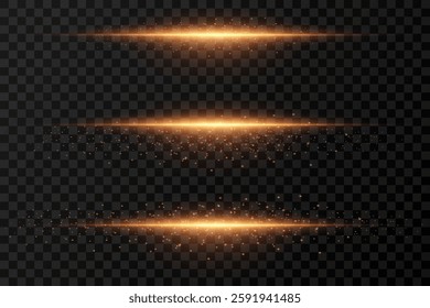 Set of light highlights and effects. Horizontal laser lines.