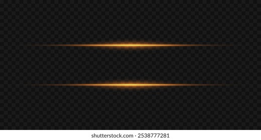 Conjunto de líneas Horizontales ligeras. Horizontal destello de luz, efecto de haz. Ilustración vectorial
