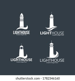 set of light house logo design vector