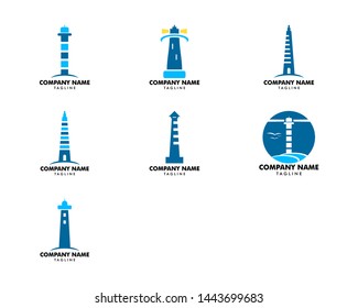 Set of Light House Logo Template icon vector illustration