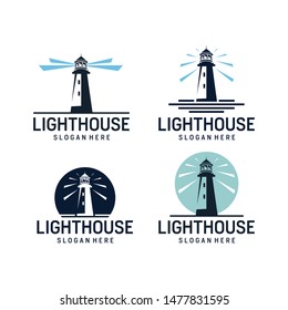 Set of light house/harbor icon logo design vector template illustration download