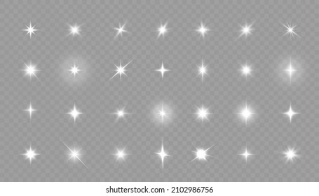  A set of light lights and sparks. Abstract cool light lights isolated on transparent background. For vector illustrations.
