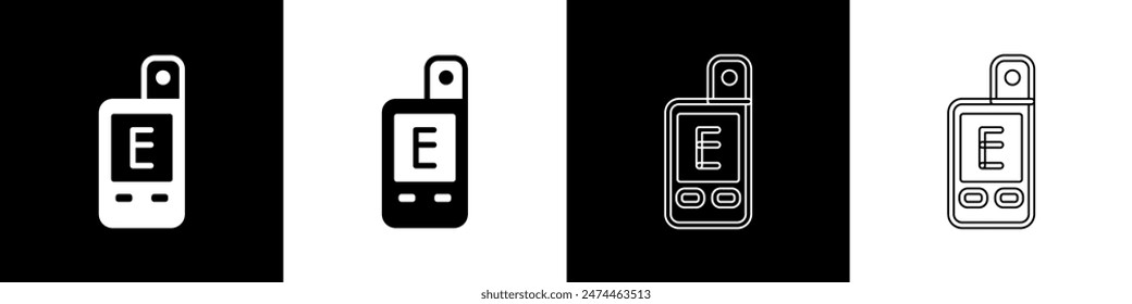 Set Light meter icon isolated on black and white background. Hand luxmeter. Exposure meter - a device for measuring the brightness.  Vector