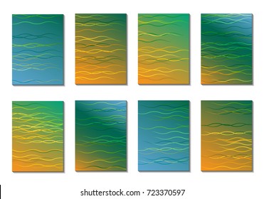 Set of Light Minimal Backgrounds in Trendy Neon Style. Cover Design for Books, Notepads or Brochures. 8 Gradient Backgrounds with Pretty Color Transitions. Minimal Cover Designes